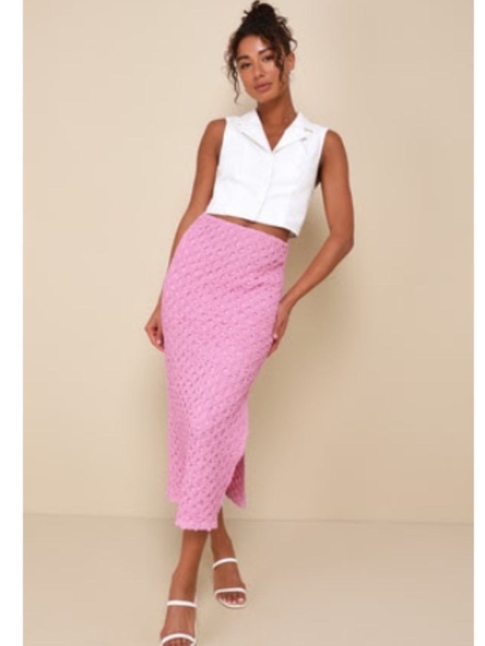 Lulus Boldly Iconic Pink Textured Skirt